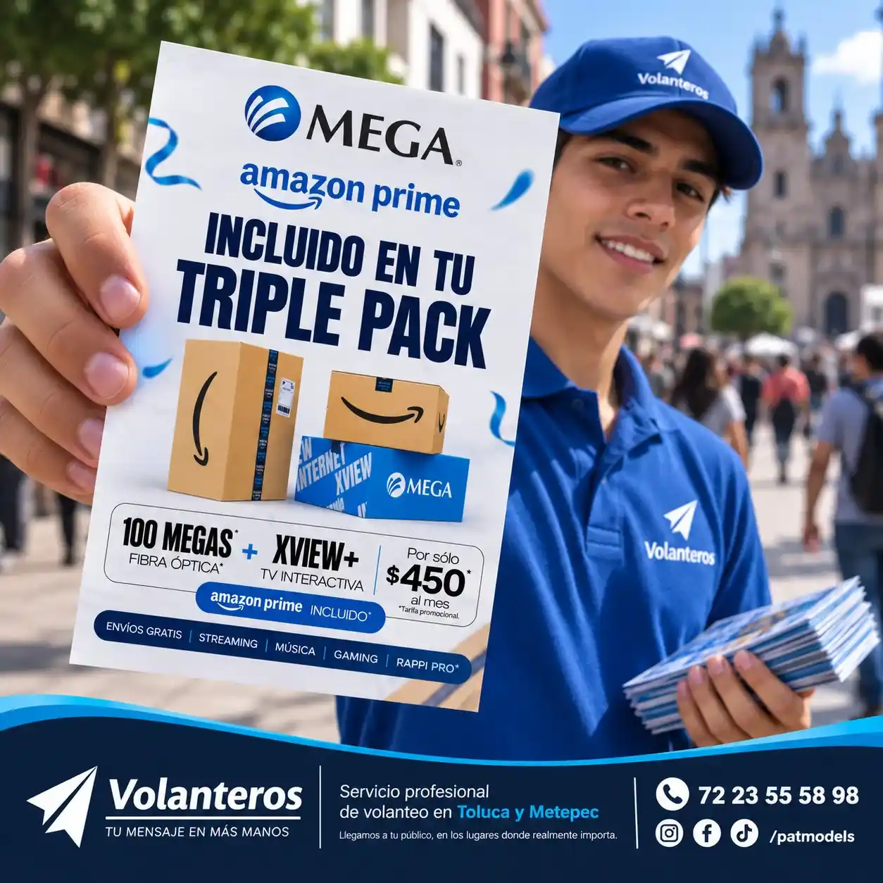 Campaña de volanteo de Megacable en Toluca y Metepec